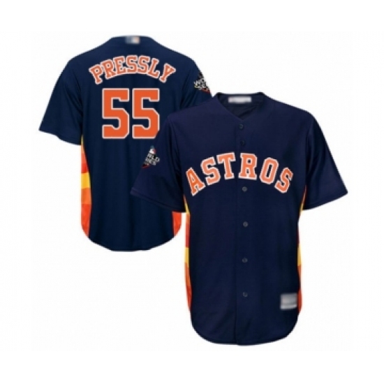 Youth Houston Astros #55 Ryan Pressly Authentic Navy Blue Alternate Cool Base 2019 World Series Bound Baseball Jersey - Ujersey
