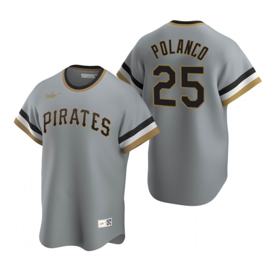 Men's Nike Pittsburgh Pirates #25 Gregory Polanco Gray Cooperstown Collection Road Stitched Baseball Jersey - Ujersey