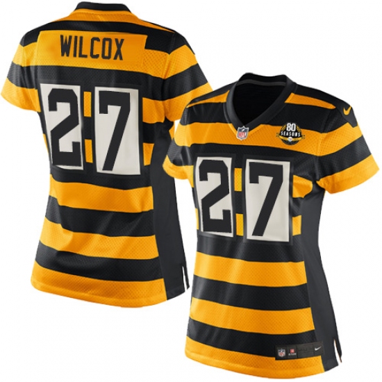 Women's Nike Pittsburgh Steelers #27 J.J. Wilcox Elite Yellow/Black Alternate 80TH Anniversary Throwback NFL Jersey - Ujersey