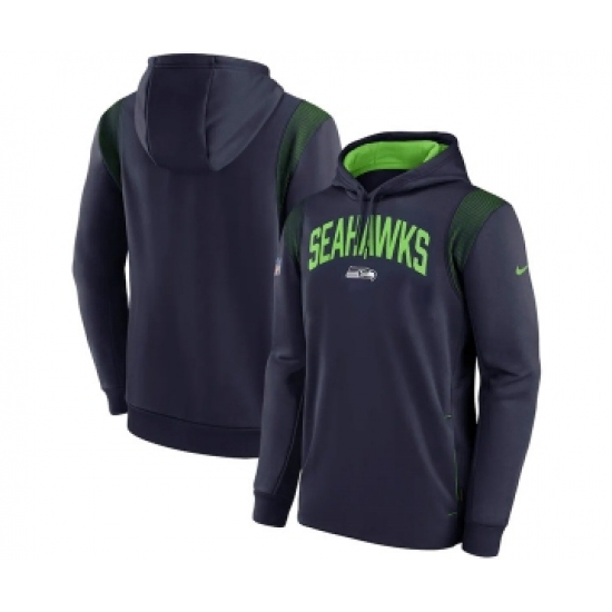 Mens Seattle Seahawks College Navy Sideline Stack Performance Pullover Hoodie - Ujersey