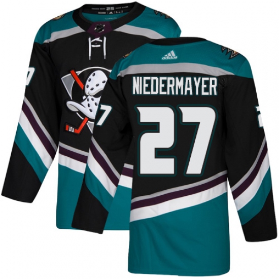 Youth Adidas Anaheim Ducks #27 Scott Niedermayer Authentic Black Teal Third NHL Jersey