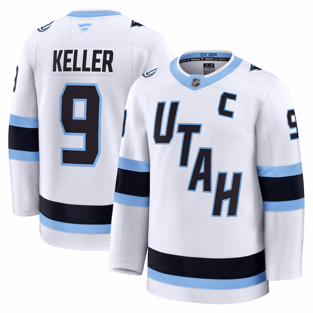 Men's Utah Mammoth Clayton Keller Fanatics White Away Premium Player Jersey - Ujersey Shop