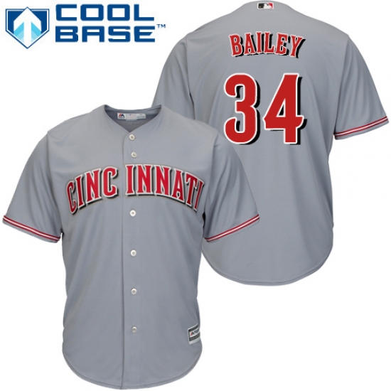 Youth Majestic Cincinnati Reds #34 Homer Bailey Authentic Grey Road Cool Base MLB Jersey - Ujersey