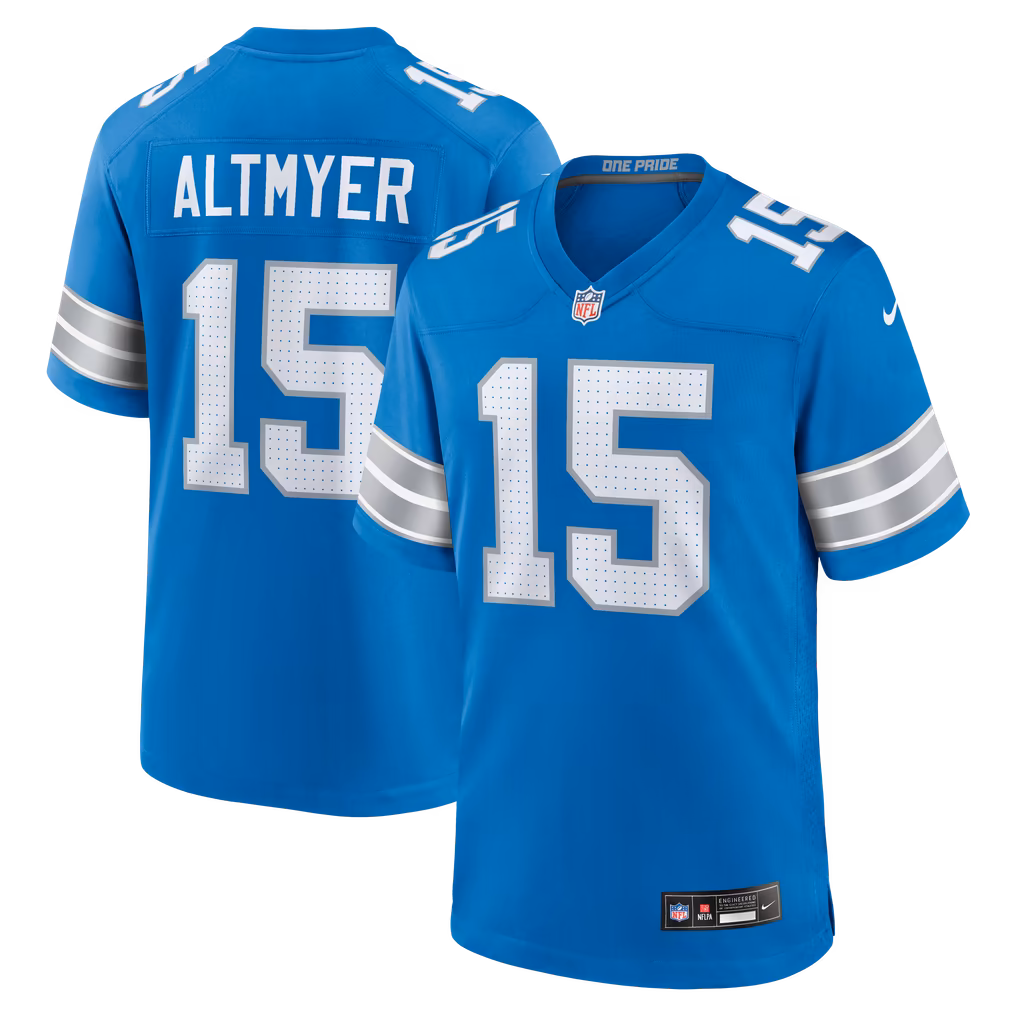 Men's Detroit Lions Luke Altmyer Nike Blue Team Game Jersey - Ujersey