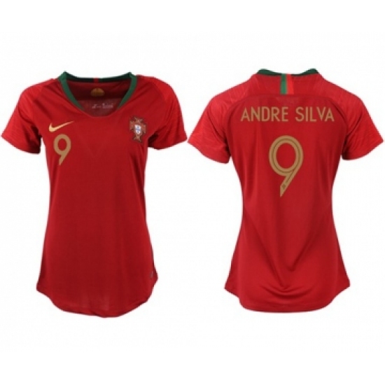 Women's Portugal #9 Andre Silva Home Soccer Country Jersey
