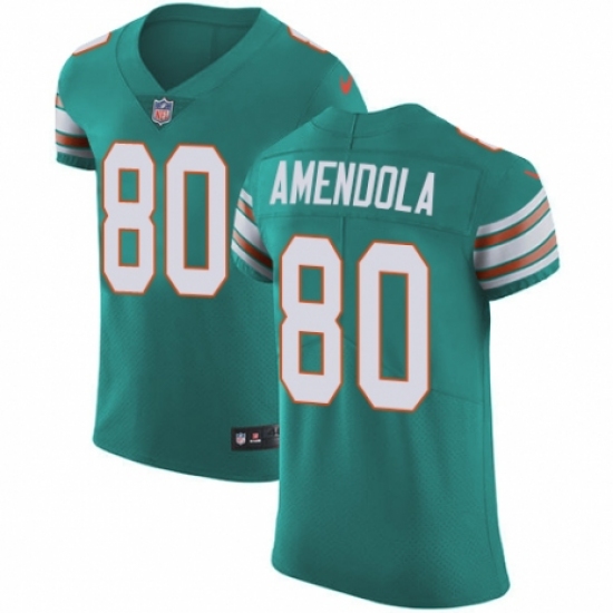 Men's Nike Miami Dolphins #80 Danny Amendola Aqua Green Alternate Vapor Untouchable Elite Player NFL Jersey - Ujersey