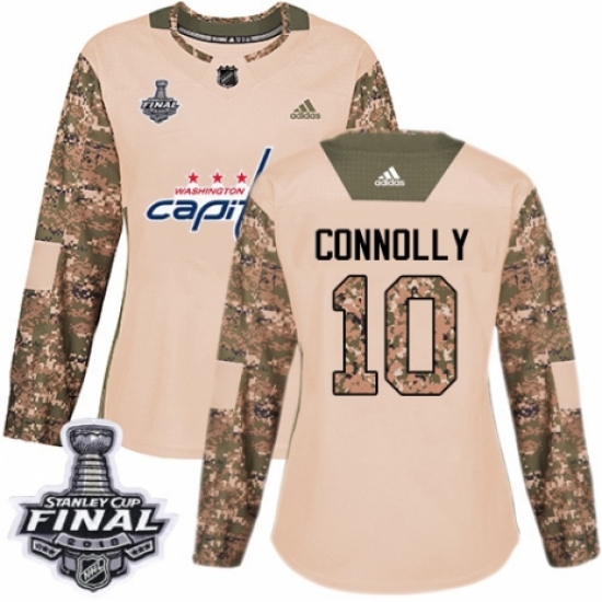Women's Adidas Washington Capitals #10 Brett Connolly Authentic Camo Veterans Day Practice 2018 Stanley Cup Final NHL Jersey - Ujersey