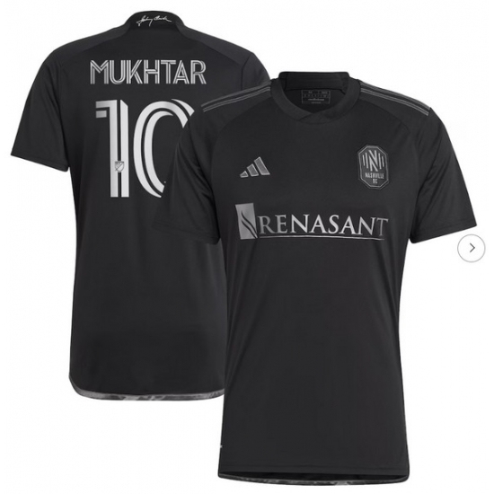 Mens Nashville SC Hany Mukhtar adidas Black 2023 Man In Black Kit Replica Player Jersey - Ujersey
