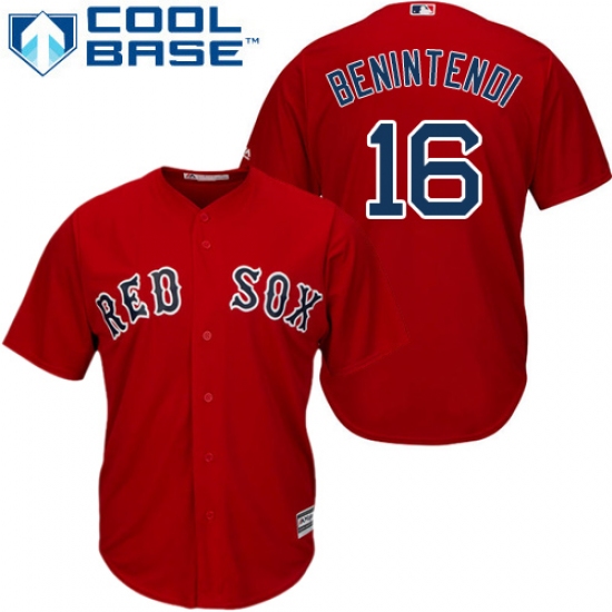 Men's Majestic Boston Red Sox #16 Andrew Benintendi Replica Red Alternate Home Cool Base MLB Jersey - Ujersey