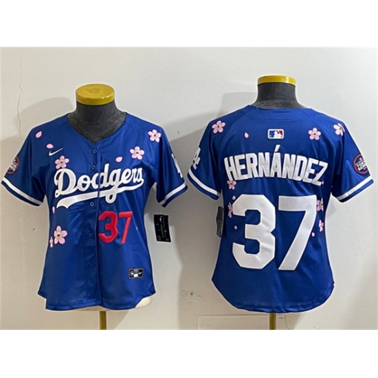Women's Los Angeles Dodgers #37 Teoscar Hernández Royal 2025 Tokyo Series Limited Stitched Baseball Jersey(Run Small) - Ujersey