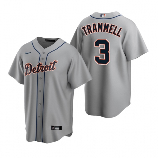 Men's Nike Detroit Tigers #3 Alan Trammell Gray Road Stitched Baseball Jersey - Ujersey
