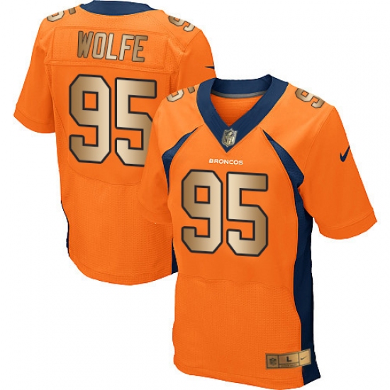 Men's Nike Denver Broncos #95 Derek Wolfe Elite Orange/Gold Team Color NFL Jersey - Ujersey