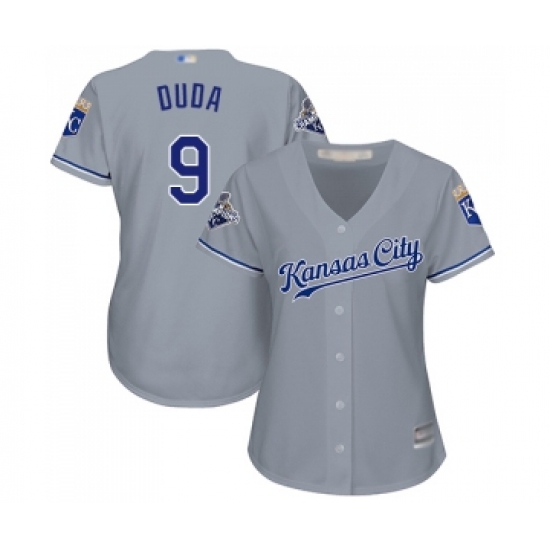 Women's Kansas City Royals #9 Lucas Duda Replica Grey Road Cool Base Baseball Jersey - Ujersey