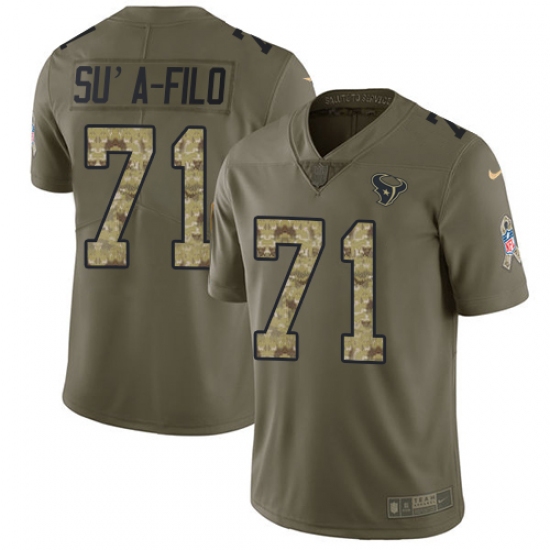 Men's Nike Houston Texans #71 Xavier Su'a-Filo Limited Olive/Camo 2017 Salute to Service NFL Jersey - Ujersey