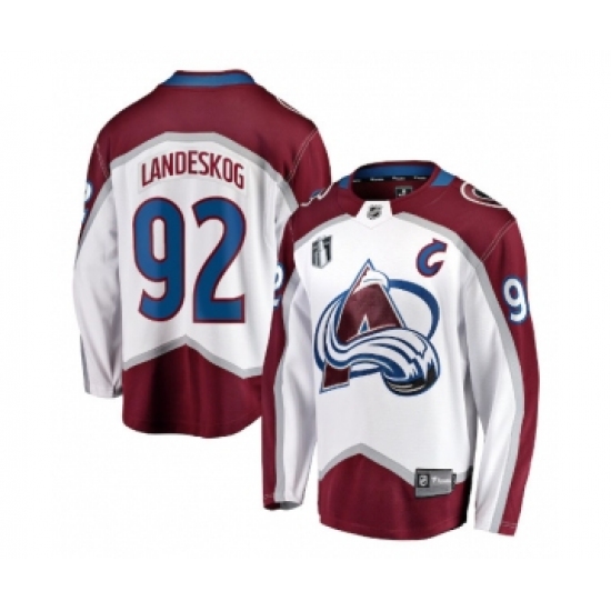 Men's Colorado Avalanche #92 Gabriel Landeskog White 2022 Stanley Cup Final Stitched Jersey - Ujersey