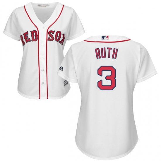 Women's Majestic Boston Red Sox #3 Babe Ruth Authentic White Home MLB Jersey - Ujersey