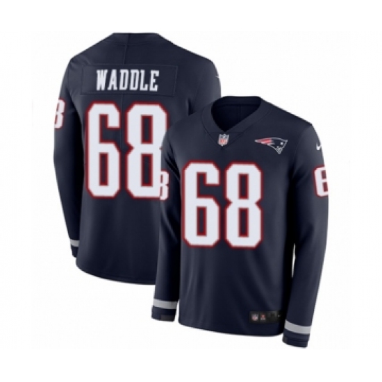 Youth Nike New England Patriots #68 LaAdrian Waddle Limited Navy Blue Therma Long Sleeve NFL Jersey - Ujersey