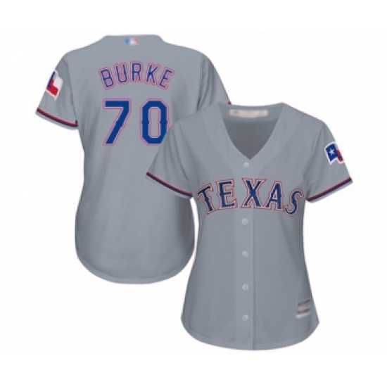 Women's Texas Rangers #70 Brock Burke Authentic Grey Road Cool Base Baseball Player Jersey - Ujersey