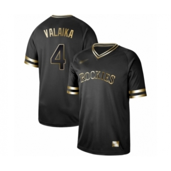 Men's Colorado Rockies #4 Pat Valaika Authentic Black Gold Fashion Baseball Jersey - Ujersey