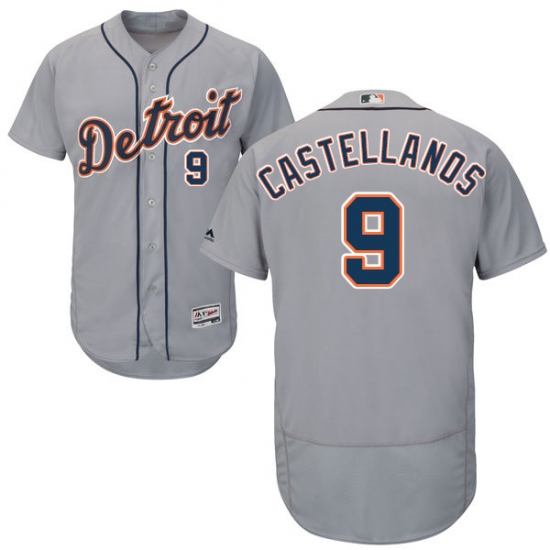 Men's Majestic Detroit Tigers #9 Nick Castellanos Grey Road Flex Base Authentic Collection MLB Jersey - Ujersey
