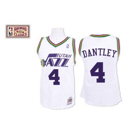 Men's Mitchell and Ness Utah Jazz #4 Adrian Dantley Swingman White Throwback NBA Jersey
