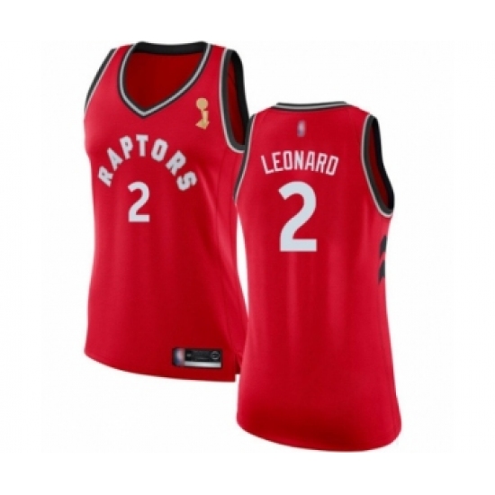 Women's Toronto Raptors #2 Kawhi Leonard Swingman Red 2019 Basketball Finals Champions Jersey - Icon Edition - Ujersey