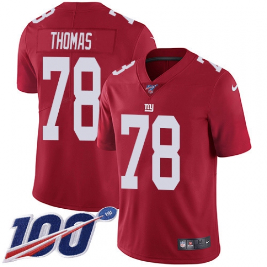 Youth New York Giants #78 Andrew Thomas Red Alternate Stitched NFL 100th Season Vapor Untouchable Limited Jersey - Ujersey