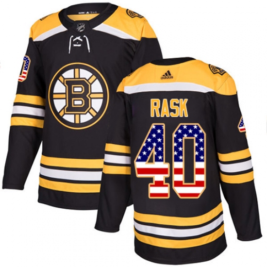 Men's Adidas Boston Bruins #40 Tuukka Rask Authentic Black USA Flag Fashion NHL Jersey - Ujersey