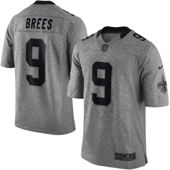 Men's Nike New Orleans Saints #9 Drew Brees Limited Gray Gridiron NFL Jersey - Ujersey