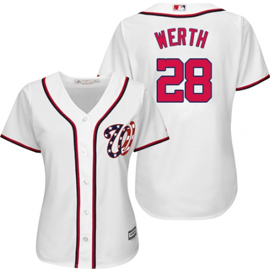 Women's Majestic Washington Nationals #28 Jayson Werth Authentic White MLB Jersey - Ujersey