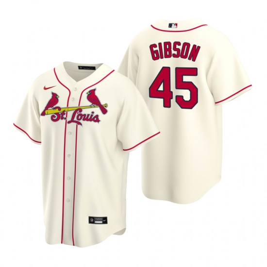 Men's Nike St. Louis Cardinals #45 Bob Gibson Cream Alternate Stitched Baseball Jersey - Ujersey