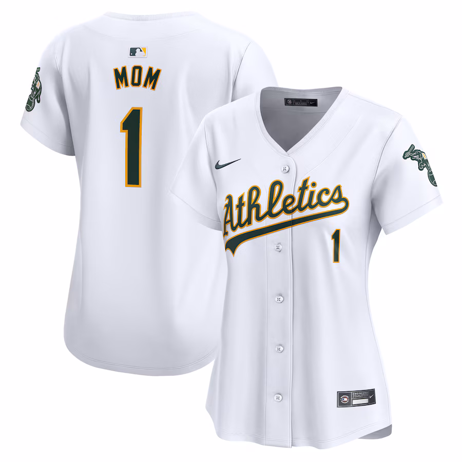 Women's Oakland Athletics Nike White #1 Mom Home Limited Jersey - Ujersey NHL
