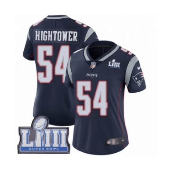 Women's Nike New England Patriots #54 Dont'a Hightower Navy Blue Team Color Vapor Untouchable Limited Player Super Bowl LIII Bound NFL Jersey - Ujersey
