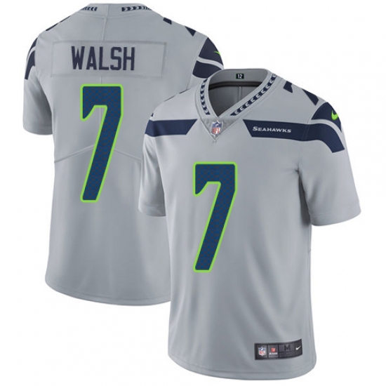 Men's Nike Seattle Seahawks #7 Blair Walsh Grey Alternate Vapor Untouchable Limited Player NFL Jersey - Ujersey