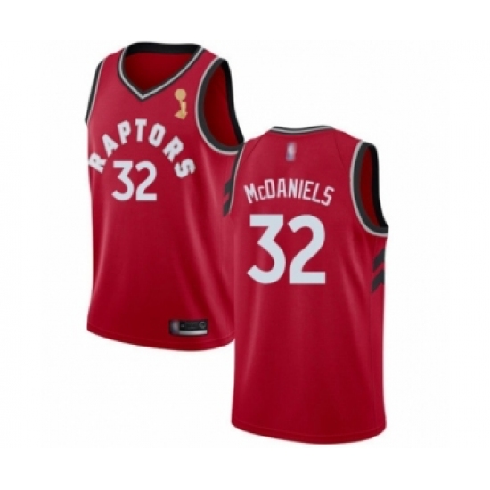 Youth Toronto Raptors #32 KJ McDaniels Swingman Red 2019 Basketball Finals Champions Jersey - Icon Edition - Ujersey