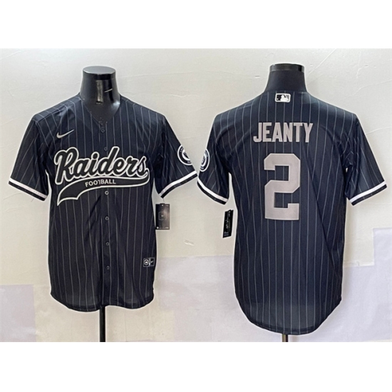 Men's Las Vegas Raiders #2 Ashton Jeanty Black Cool Base Stitched Baseball Jersey - ujerseystore
