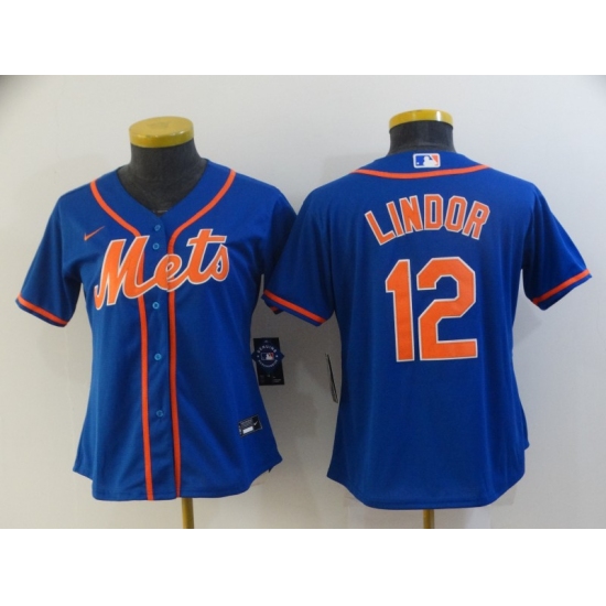 Women's Nike New York Mets #12 Francisco Lindor Blue Jersey - Ujersey