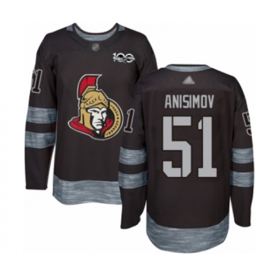 Men's Ottawa Senators #51 Artem Anisimov Authentic Black 1917-2017 100th Anniversary Hockey Jersey - Ujersey