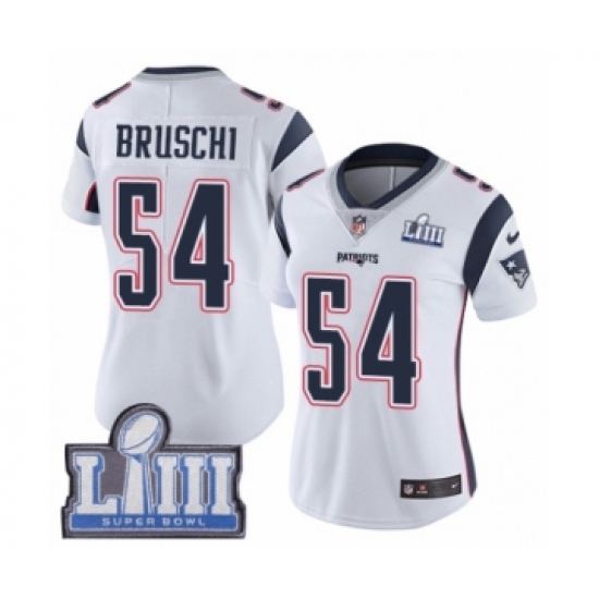Women's Nike New England Patriots #54 Tedy Bruschi White Vapor Untouchable Limited Player Super Bowl LIII Bound NFL Jersey - Ujersey