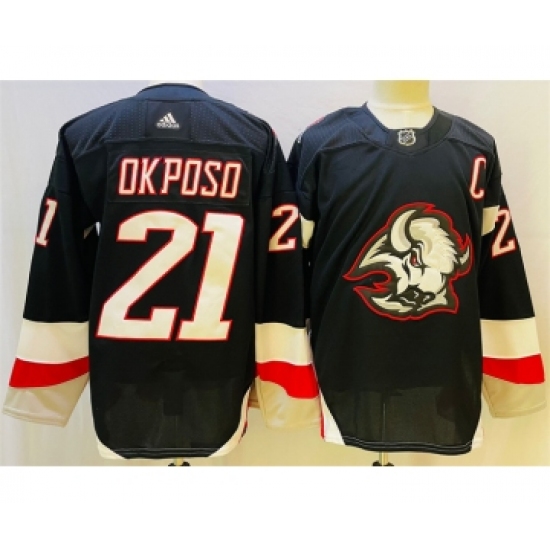 Men's Buffalo Sabres #21 Kyle Okposo 2022-23 Black Stitched Jersey - Ujersey