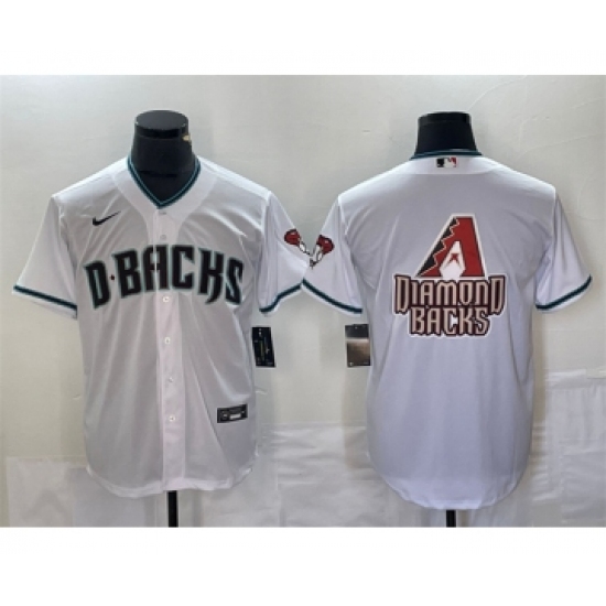 Men's Arizona Diamondbacks White Team Big Logo Cool Base Stitched Baseball Jerseys - Ujersey