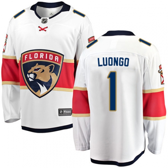 Men's Florida Panthers #1 Roberto Luongo Fanatics Branded White Away Breakaway NHL Jersey - Ujersey