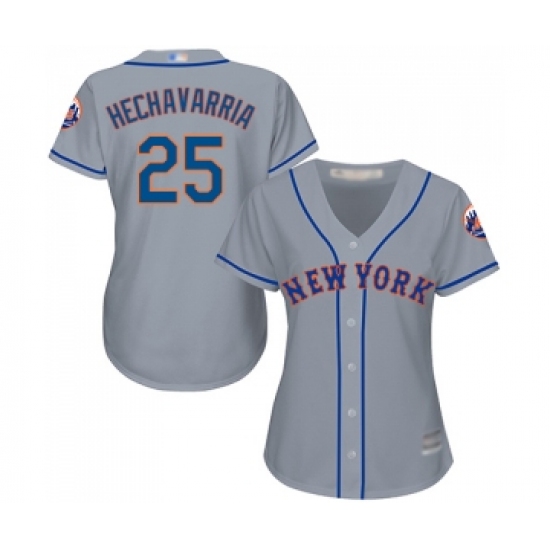 Women's New York Mets #25 Adeiny Hechavarria Authentic Grey Road Cool Base Baseball Jersey - Ujersey