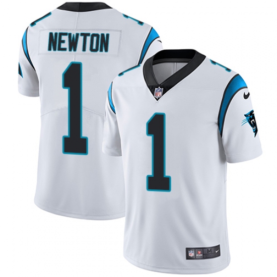 Men's Nike Carolina Panthers #1 Cam Newton White Vapor Untouchable Limited Player NFL Jersey - Ujersey