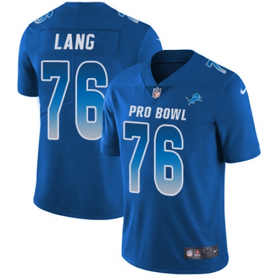 Men's Nike Detroit Lions #76 T.J. Lang Limited Royal Blue 2018 Pro Bowl NFL Jersey - Ujersey