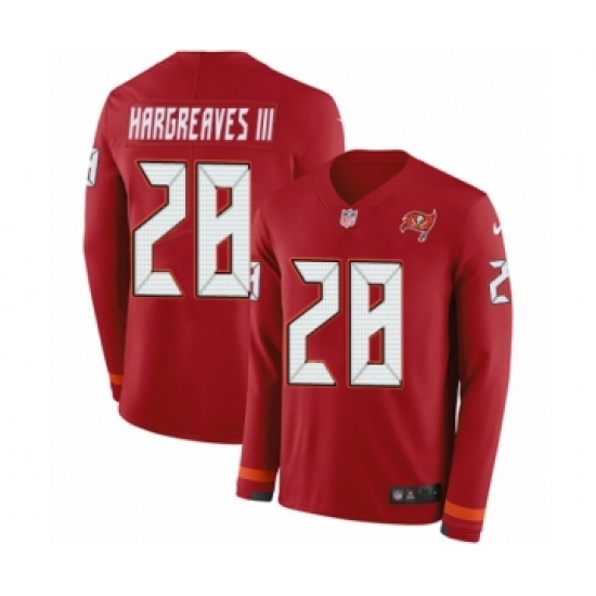 Youth Nike Tampa Bay Buccaneers #28 Vernon Hargreaves III Limited Red Therma Long Sleeve NFL Jersey - Ujersey