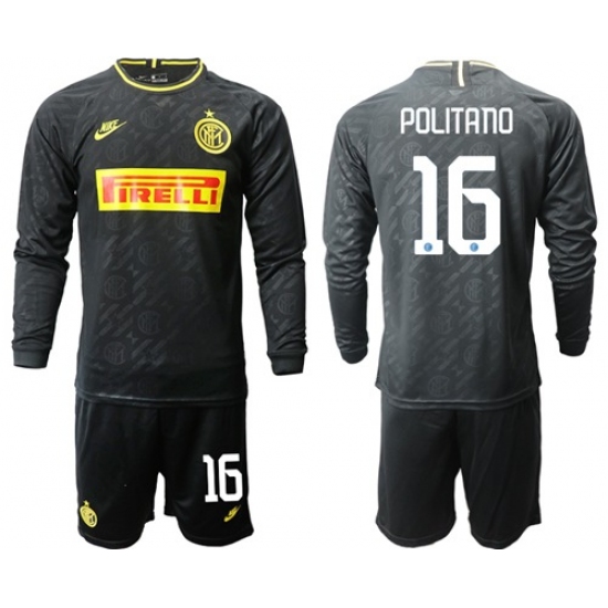 Inter Milan #16 Politano Third Long Sleeves Soccer Club Jersey