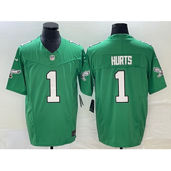 Men's Nike Philadelphia Eagles #1 Jalen Hurts Green 2023 F.U.S.E. Vapor Limited Throwback Stitched Football Jersey - Ujersey