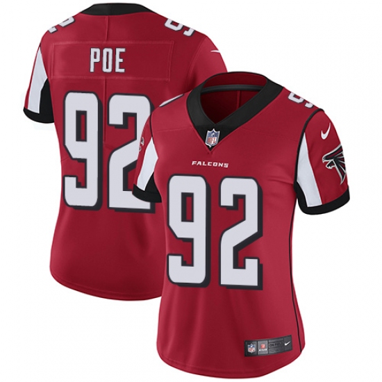 Women's Nike Atlanta Falcons #92 Dontari Poe Red Team Color Vapor Untouchable Limited Player NFL Jersey - Ujersey