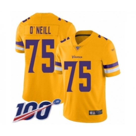 Youth Minnesota Vikings #75 Brian O'Neill Limited Gold Inverted Legend 100th Season Football Jersey - Ujersey